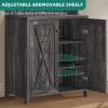 imageYITAHOME 67quot Tall Wine Bar Cabinet for Liquor and Glasses Farmhouse Freestanding Coffee Bar Cabinet with Glasses Racks  Storage Shelves WGlass Doors for Living Dining Room Hallway Dark Rustic OakDark Rustic Oak