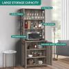 imageYITAHOME 67quot Tall Wine Bar Cabinet for Liquor and Glasses Farmhouse Freestanding Coffee Bar Cabinet with Glasses Racks  Storage Shelves WGlass Doors for Living Dining Room Hallway Dark Rustic OakGrey Wash