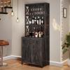 imageYITAHOME 67quot Tall Wine Bar Cabinet for Liquor and Glasses Farmhouse Freestanding Coffee Bar Cabinet with Glasses Racks  Storage Shelves WGlass Doors for Living Dining Room Hallway Dark Rustic OakDark Rustic Oak