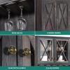 imageYITAHOME 67quot Tall Wine Bar Cabinet for Liquor and Glasses Farmhouse Freestanding Coffee Bar Cabinet with Glasses Racks  Storage Shelves WGlass Doors for Living Dining Room Hallway Dark Rustic OakDark Rustic Oak