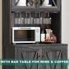 imageYITAHOME 67quot Tall Wine Bar Cabinet for Liquor and Glasses Farmhouse Freestanding Coffee Bar Cabinet with Glasses Racks  Storage Shelves WGlass Doors for Living Dining Room Hallway Dark Rustic OakDark Rustic Oak