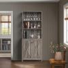 imageYITAHOME 67quot Tall Wine Bar Cabinet for Liquor and Glasses Farmhouse Freestanding Coffee Bar Cabinet with Glasses Racks  Storage Shelves WGlass Doors for Living Dining Room Hallway Dark Rustic OakGrey Wash