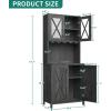 imageYITAHOME 67quot Tall Wine Bar Cabinet for Liquor and Glasses Farmhouse Freestanding Coffee Bar Cabinet with Glasses Racks  Storage Shelves WGlass Doors for Living Dining Room Hallway Dark Rustic OakRustic Charcoal Grey