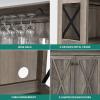 imageYITAHOME 67quot Tall Wine Bar Cabinet for Liquor and Glasses Farmhouse Freestanding Coffee Bar Cabinet with Glasses Racks  Storage Shelves WGlass Doors for Living Dining Room Hallway Dark Rustic OakGrey Wash