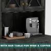 imageYITAHOME 67quot Tall Wine Bar Cabinet for Liquor and Glasses Farmhouse Freestanding Coffee Bar Cabinet with Glasses Racks  Storage Shelves WGlass Doors for Living Dining Room Hallway Dark Rustic OakRustic Charcoal Grey
