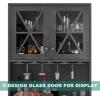 imageYITAHOME 67quot Tall Wine Bar Cabinet for Liquor and Glasses Farmhouse Freestanding Coffee Bar Cabinet with Glasses Racks  Storage Shelves WGlass Doors for Living Dining Room Hallway Dark Rustic OakRustic Charcoal Grey