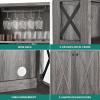 imageYITAHOME 67quot Tall Wine Bar Cabinet for Liquor and Glasses Farmhouse Freestanding Coffee Bar Cabinet with Glasses Racks  Storage Shelves WGlass Doors for Living Dining Room Hallway Dark Rustic OakDark Grey