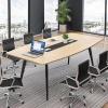 imageYITAHOME 6FT Conference Table with Power Outlets 708 Inches Boat Shaped Meeting Table with Rectangle Grommet Modern Seminar Table for Office Conference Room Boardroom Desk Light Wood Grain65FT
