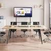 imageYITAHOME 6FT Conference Table with Power Outlets 708 Inches Boat Shaped Meeting Table with Rectangle Grommet Modern Seminar Table for Office Conference Room Boardroom Desk Light Wood Grain65FT