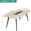 imageYITAHOME 6FT Conference Table with Power Outlets 708 Inches Boat Shaped Meeting Table with Rectangle Grommet Modern Seminar Table for Office Conference Room Boardroom Desk Light Wood Grain6FT