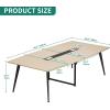 imageYITAHOME 6FT Conference Table with Power Outlets 708 Inches Boat Shaped Meeting Table with Rectangle Grommet Modern Seminar Table for Office Conference Room Boardroom Desk Light Wood Grain8FT