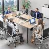 imageYITAHOME 6FT Conference Table with Power Outlets 708 Inches Boat Shaped Meeting Table with Rectangle Grommet Modern Seminar Table for Office Conference Room Boardroom Desk Light Wood Grain65FT