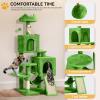 imageYITAHOME 708in Cat Tree Tower for Indoor Cats MultiLevel Cat Furniture with Scratching PostsCat Window Padded Plush PerchCozy BasketLadder for Kittens Pet Play House Light Graygreen