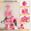 imageYITAHOME 708in Cat Tree Tower for Indoor Cats MultiLevel Cat Furniture with Scratching PostsCat Window Padded Plush PerchCozy BasketLadder for Kittens Pet Play House Light Graypink