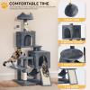 imageYITAHOME 708in Cat Tree Tower for Indoor Cats MultiLevel Cat Furniture with Scratching PostsCat Window Padded Plush PerchCozy BasketLadder for Kittens Pet Play House Light GrayDark Gray