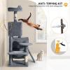 imageYITAHOME 708in Cat Tree Tower for Indoor Cats MultiLevel Cat Furniture with Scratching PostsCat Window Padded Plush PerchCozy BasketLadder for Kittens Pet Play House Light GrayDark Gray