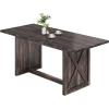 imageYITAHOME 708quot Large Farmhouse Dining Table for 6 to 8 People Rustic Style Wood Dinner Table Rectangular Dining Table for Kitchen Dining Room ampamp Living Room BrownGrey