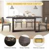 imageYITAHOME 708quot Large Farmhouse Dining Table for 6 to 8 People Rustic Style Wood Dinner Table Rectangular Dining Table for Kitchen Dining Room ampamp Living Room BrownGrey