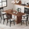 imageYITAHOME 708quot Large Farmhouse Dining Table for 6 to 8 People Rustic Style Wood Dinner Table Rectangular Dining Table for Kitchen Dining Room ampamp Living Room BrownRustic Brown