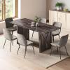 imageYITAHOME 708quot Large Farmhouse Dining Table for 6 to 8 People Rustic Style Wood Dinner Table Rectangular Dining Table for Kitchen Dining Room ampamp Living Room BrownGrey