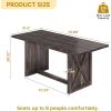 imageYITAHOME 708quot Large Farmhouse Dining Table for 6 to 8 People Rustic Style Wood Dinner Table Rectangular Dining Table for Kitchen Dining Room ampamp Living Room BrownGrey
