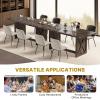 imageYITAHOME 708quot Large Farmhouse Dining Table for 6 to 8 People Rustic Style Wood Dinner Table Rectangular Dining Table for Kitchen Dining Room ampamp Living Room BrownGrey