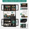 imageYITAHOME 71quot Farmhouse Kitchen Pantry Storage Cabinet with Power Outlet Freestanding Glass Door Display Pantry Hutch with Microwave Stand ampamp Adjustable Shelves ampamp Large Countertop for Home Lvory GreyBlack