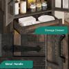 imageYITAHOME 71quot Farmhouse Storage Cabinet Kitchen Pantry Wooden Hutch Tall Cabinet with 1 Drawers 5 Storage Shelves Freestanding for Living Room Kitchen with 2 Doors Rustic Dark BrownRustic Dark Brown