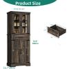 imageYITAHOME 71quot Farmhouse Storage Cabinet Kitchen Pantry Wooden Hutch Tall Cabinet with 1 Drawers 5 Storage Shelves Freestanding for Living Room Kitchen with 2 Doors Rustic Dark BrownRustic Dark Brown