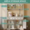 imageYITAHOME 71quot Kitchen Pantry Cabinet with Charging Station Tall Farmhouse Kitchen Hutch Cabinets with Microwave Stand and Storage Buffet Pantry Cupboard with Countertop for Dining Room WhiteWhite