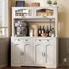 imageYITAHOME 71quot Kitchen Pantry Cabinet with Charging Station Tall Farmhouse Kitchen Hutch Cabinets with Microwave Stand and Storage Buffet Pantry Cupboard with Countertop for Dining Room WhiteWhite