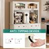 imageYITAHOME 71quot Kitchen Pantry Cabinet with Charging Station Tall Farmhouse Kitchen Hutch Cabinets with Microwave Stand and Storage Buffet Pantry Cupboard with Countertop for Dining Room WhiteWhite
