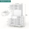 imageYITAHOME 71quot Kitchen Pantry Storage Cabinet with Microwave Stand Tall Farmhouse Kitchen Hutch with LED ampamp Power Outlet Freestanding Cupboard with Door and Shelves for Dining Room White OakWhite