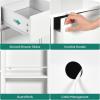 imageYITAHOME 71quot Kitchen Pantry Storage Cabinet with Microwave Stand Tall Farmhouse Kitchen Hutch with LED ampamp Power Outlet Freestanding Cupboard with Door and Shelves for Dining Room White OakWhite