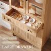 imageYITAHOME 71quot Tall Arched Kitchen Pantry Storage Cabinet with Glass Doors Drawers ampamp Adjustable Shelves Modern Farmhouse Wood Versatile Cupboard for Dining Room Living Room Bathroom WoodNatural Oak