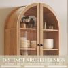 imageYITAHOME 71quot Tall Arched Kitchen Pantry Storage Cabinet with Glass Doors Drawers ampamp Adjustable Shelves Modern Farmhouse Wood Versatile Cupboard for Dining Room Living Room Bathroom WoodNatural Oak