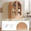 imageYITAHOME 71quot Tall Arched Kitchen Pantry Storage Cabinet with Glass Doors Drawers ampamp Adjustable Shelves Modern Farmhouse Wood Versatile Cupboard for Dining Room Living Room Bathroom WoodNatural Oak