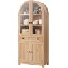 imageYITAHOME 71quot Tall Arched Kitchen Pantry Storage Cabinet with Glass Doors Drawers ampamp Adjustable Shelves Modern Farmhouse Wood Versatile Cupboard for Dining Room Living Room Bathroom WoodNatural Oak