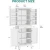 imageYITAHOME 72 Tall Bathroom Cabinet Freestanding Bathroom Storage Cabinets with 4 Doors and Adjustable Shelves and Drawer and 6 Side Shelves Modern Cupboard for Kitchen Pantry Living Room WhiteWhite