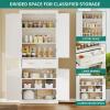 imageYITAHOME 72 Tall Bathroom Cabinet Freestanding Bathroom Storage Cabinets with 4 Doors and Adjustable Shelves and Drawer and 6 Side Shelves Modern Cupboard for Kitchen Pantry Living Room WhiteWhite