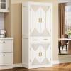imageYITAHOME 72 Tall Bathroom Cabinet Freestanding Bathroom Storage Cabinets with 4 Doors and Adjustable Shelves and Drawer and 6 Side Shelves Modern Cupboard for Kitchen Pantry Living Room WhiteWhite