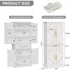 imageYITAHOME 72 Tall Bathroom Cabinet Freestanding Bathroom Storage Cabinets with 4 Doors and Adjustable Shelves and Drawer and 6 Side Shelves Modern Cupboard for Kitchen Pantry Living Room WhiteWhite