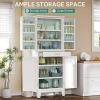 imageYITAHOME 72 Tall Bathroom Cabinet Freestanding Bathroom Storage Cabinets with 4 Doors and Adjustable Shelves and Drawer and 6 Side Shelves Modern Cupboard for Kitchen Pantry Living Room WhiteWhite