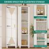 imageYITAHOME 72 Tall Bathroom Cabinet Freestanding Bathroom Storage Cabinets with 4 Doors and Adjustable Shelves and Drawer and 6 Side Shelves Modern Cupboard for Kitchen Pantry Living Room WhiteWhite