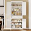 imageYITAHOME 72 Tall Bathroom Cabinet Freestanding Bathroom Storage Cabinets with 4 Doors and Adjustable Shelves and Drawer and 6 Side Shelves Modern Cupboard for Kitchen Pantry Living Room WhiteWhite