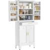 imageYITAHOME 72 Tall Bathroom Cabinet Freestanding Bathroom Storage Cabinets with 4 Doors and Adjustable Shelves and Drawer and 6 Side Shelves Modern Cupboard for Kitchen Pantry Living Room WhiteWhite