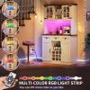 imageYITAHOME 72quot Farmhouse Bar Cabinet with Bottle Rack and Wine Glass Holder Large Kitchen Buffet with Shelves Wine Cabinet with 3 DrawersCoffee Bar Sideboard with LED Lights Off WhiteWalnut GrainWhite Walnut