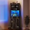 imageYITAHOME 72quot Farmhouse Corner Bar Cabinet with LED Lights ampamp Glass Door Wine Cabinet with Glass Holder 6Tiers Liquor Bar Cabinet for Home Kitchen ampamp Living Room Dark Rustic OakRustic Dark Oak
