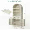 imageYITAHOME 73quot Arched Cabinet Kitchen Pantry Storage with Charging Station and Tabletop Farmhouse Versatile Cupboard with Drawer Shelves and Extra Door Racks for Kitchen Dining Room Retro WhiteWhite