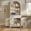 imageYITAHOME 73quot Arched Cabinet Kitchen Pantry Storage with Charging Station and Tabletop Farmhouse Versatile Cupboard with Drawer Shelves and Extra Door Racks for Kitchen Dining Room Retro WhiteWhite